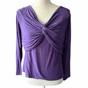 Women's Purple Twist-Front Long Sleeve Top